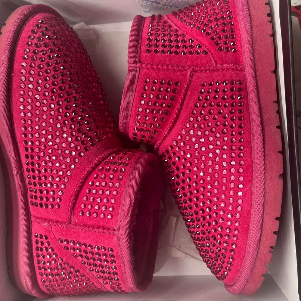 AKIRA Hot Pink Rhinestone Women's Boots
